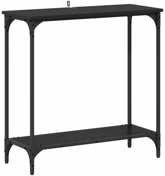 Konsolentisch, Beistelltisch, Konsole mit Regal Schwarz Eichen-Optik 75 x 30.5 x 75 cm