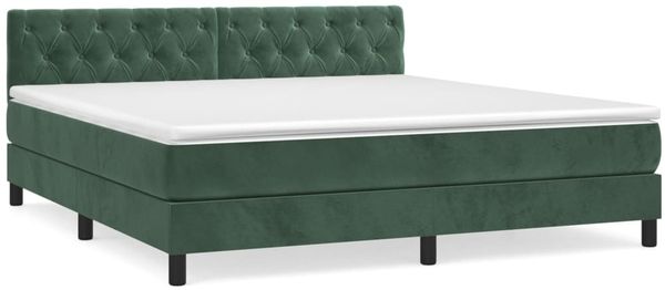 vidaXL Boxspringbett mit Matratze Dunkelgrün 160x200 cm Samt 3141494 Bild 2