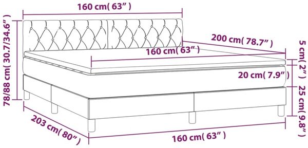 vidaXL Boxspringbett mit Matratze Dunkelgrün 160x200 cm Samt 3141494 Bild 7