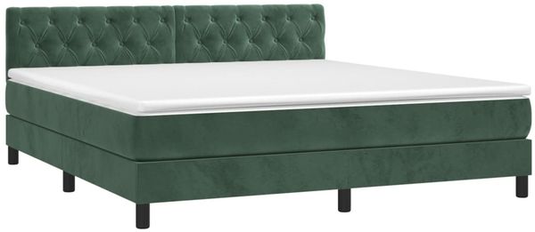 vidaXL Boxspringbett mit Matratze Dunkelgrün 160x200 cm Samt 3141494 Bild 3