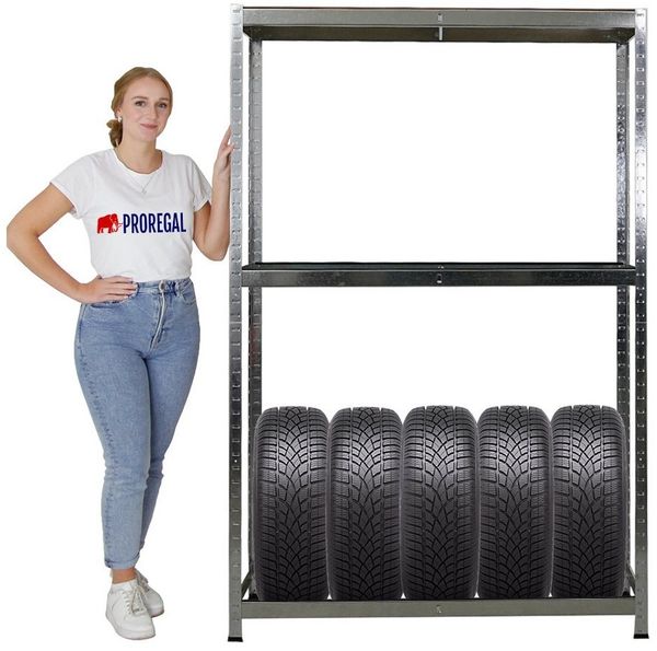 PROREGAL® Schwerlastregal Reifenregal RAGNAR 180x120x40cm 8 Reifen auf 2 Ebenen + Ablage