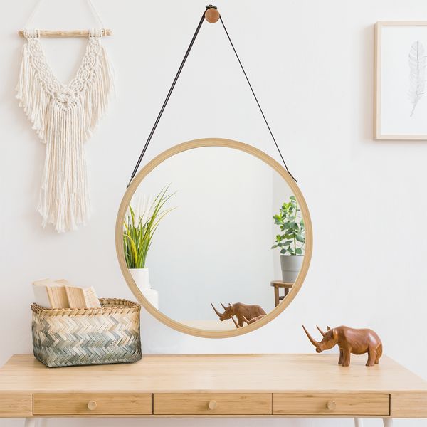 Bambus Wandspiegel Bykle rund 38 cm [en. casa]