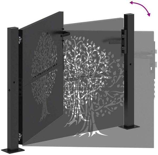 vidaXL Gartentor Schwarz 110 x 105 cm Pulverbeschichteter Stahl 42015884 Bild 9