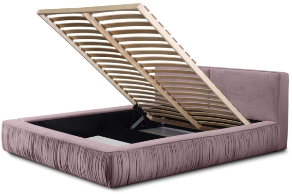 Polsterbett Doppelbett LEXIE 140x200cm Komplettset in Stoff Riviera Rosa Bild 2