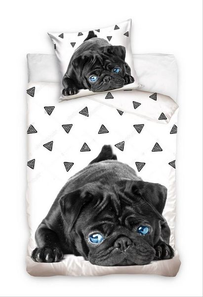 Carbotex Bettwäsche Hunde Bettwäsche-Set mit Mops-motiv, 135x200 & 80x80, Baumwolle, 100% Baumwolle Bild 5