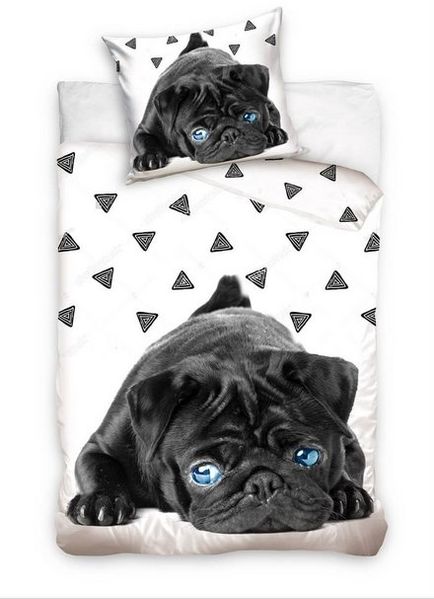 Carbotex Bettwäsche Hunde Bettwäsche-Set mit Mops-motiv, 135x200 & 80x80, Baumwolle, 100% Baumwolle Bild 4