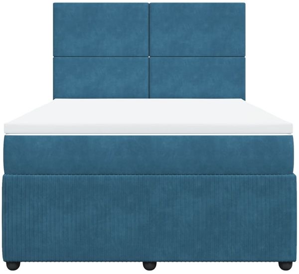vidaXL Boxspringbett mit Matratze Blau 140x200 cm Samt 3294656 Bild 6
