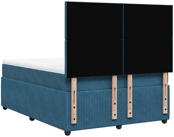 vidaXL Boxspringbett mit Matratze Blau 140x200 cm Samt 3294656 Bild 8