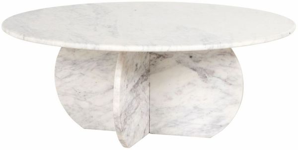 Casa Padrino Luxus Marmor Couchtisch Weiß Ø 90 cm - Luxus Wohnzimmer Möbel