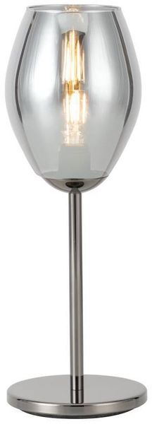 Eglo 39568 Tischleuchte ESTANYS Stahl nickel-nero/Glas bedampft schwarz-transparent E27 1X40W H:56cm Ø19cm mit Kabelschalter