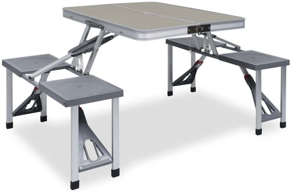vidaXL Klappbarer Campingtisch mit 4 Sitzen Stahl Aluminium 47686