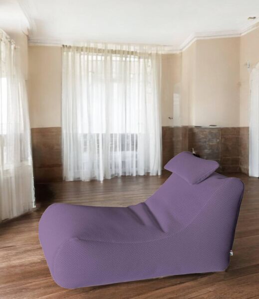 Talamo Italia - Pouf Abuli, Mehrzwecksessel, Sitzsack, Hockerhocker, Made in Italy, 70x120 h65 cm, Lila