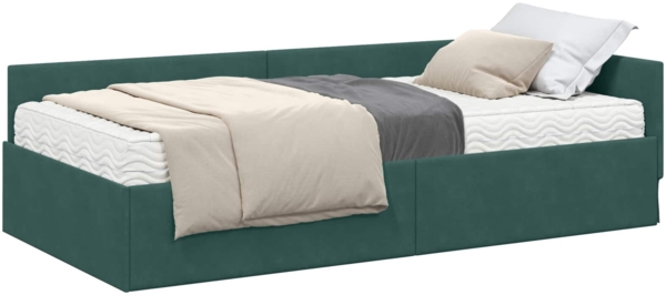 vidaXL Eckbettgestell mit Matratze Sonstiges 2 pcs Grün Samt 3393616