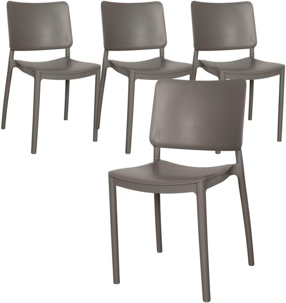 GARDENIA Rimini Stühle, Polypropylen, Taupe, 1, 4 Einheiten