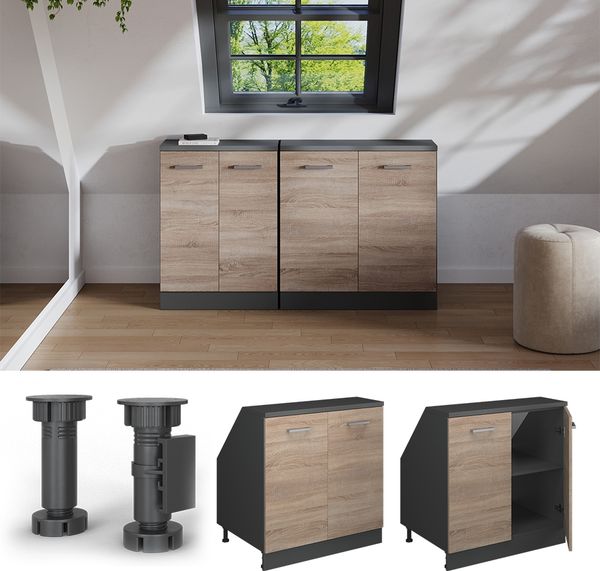 Dachschrägenschrank Rion Sonoma 80 x 81.6 cm mit 2 Türen, Schrankkorpus 60 cm Tiefe Vicco Bild 5