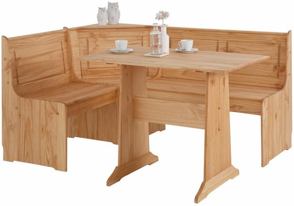 Home affaire Essgruppe Sascha, (2-tlg), mit Tisch und Truhen-Eckbank, Massivholz