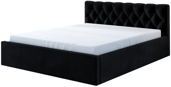 Polsterbett VOG 180x200 mit Matratze, Bettkasten und Lattenrost. Farbe: Schwarz 20