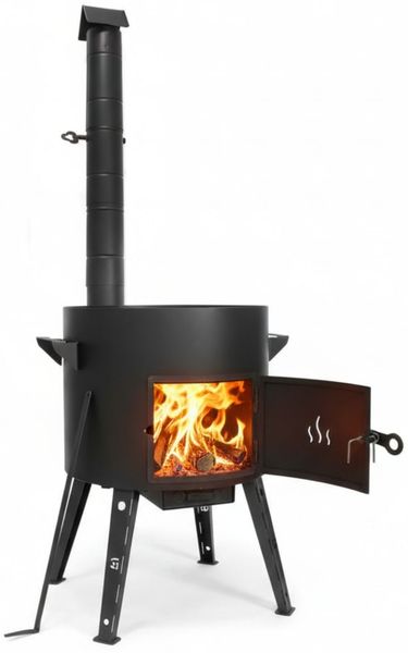 Ø44 Uchag 2mm Stahl Utschak mit Schornstein Abzugsrohr Utschag Campingofen Kessel Feuerstelle Feldküche Außenküche Eintopfofen Gulaschkanone