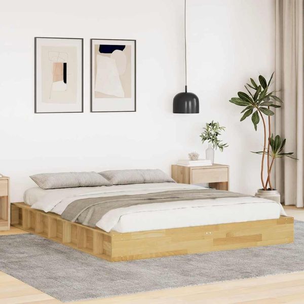 vidaXL Massivholzbett ohne Matratze 140x200 cm Eichenholz 3324123