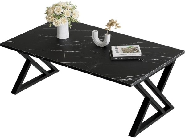 Modernes Couchtisch Teetisch Mit Schwarzem Metallrahmen 100 x 40 x 45 cm