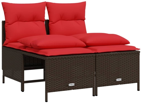 vidaXL 4-teiliges Gartensofa-Set mit Kissen, braun, Polyrattan 368377