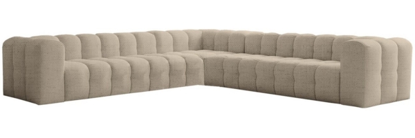 Ecksofa Designersofa SOLVIE XL in Stoff Moly Beige Seite Universal