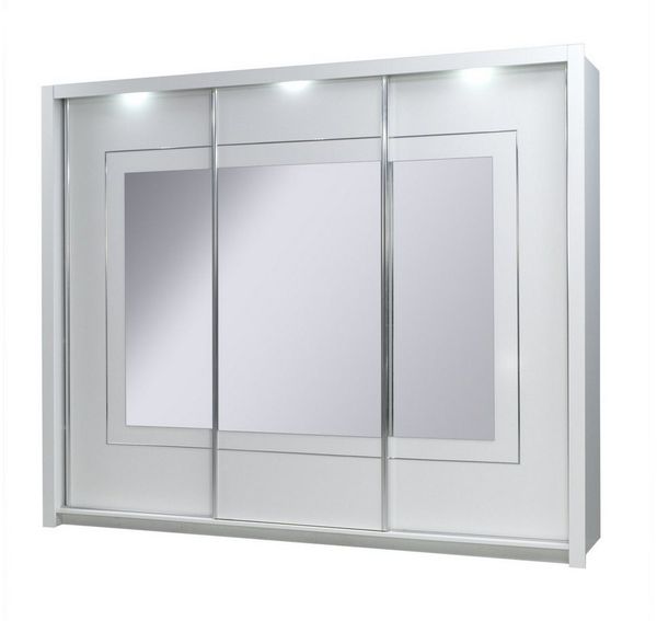Möbel für Dich Komplettschlafzimmer Italia in Hochglanz-Weiß, Schiebetürenschrank mit Spiegel, LED, Bett mit Lattenrost, Bettkasten Bild 3