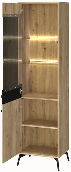 Küchenklapphängeschrank Rimini 80x36cm Glaseinsatz matt Farbe: RAL 9003 signalweiß matt / lava RI-W4BS/80/WKF