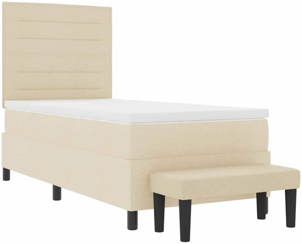 vidaXL Boxspringbett mit Matratze Creme 100x200 cm Stoff 3343972 Bild 7