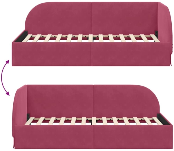 vidaXL Eckbettgestell mit Kopfteil Weinrot 90x190 cm Stoff 42016640 Bild 8
