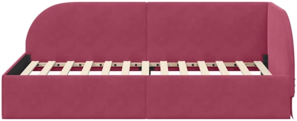vidaXL Eckbettgestell mit Kopfteil Weinrot 90x190 cm Stoff 42016640 Bild 4