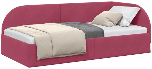 vidaXL Eckbettgestell mit Kopfteil Weinrot 90x190 cm Stoff 42016640 Bild 2