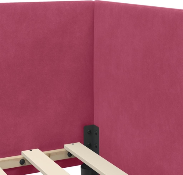 vidaXL Eckbettgestell mit Kopfteil Weinrot 90x190 cm Stoff 42016640 Bild 7