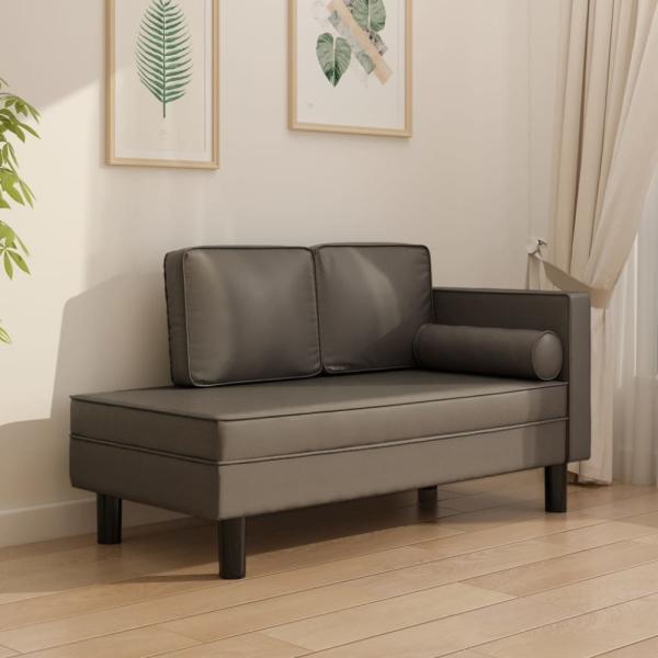 Schlafsofa 2-Sitzer Grau Kunstleder