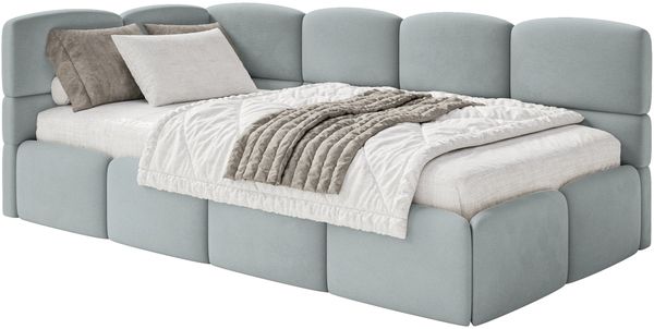 Selsey 'Cloudy' Jugendbett 90x200 mit Matratze, Kopfteil links, Grau