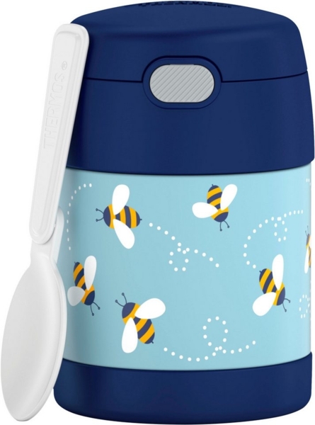 THERMOS Thermobehälter FUNTAINER FOOD JAR, Thermobehälter für Essen, spülmaschinenfest, Edelstahl, Kunststoff, Silikon, (1-tlg), 0,3l, 5h heiß & 7h kalt, dicht & auslaufsicher, mit klappbarem Löffel