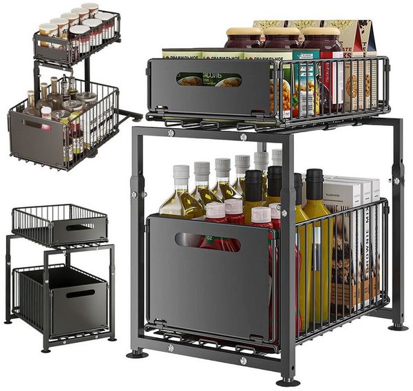 AKKEE Küchenorganizer-Set Küche Storage Rack Unterschrank Organizer Unter, Stahl, Waschbecken Organizers