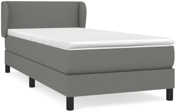 vidaXL Boxspringbett mit Matratze Dunkelgrau 90x200 cm Stoff 3126054