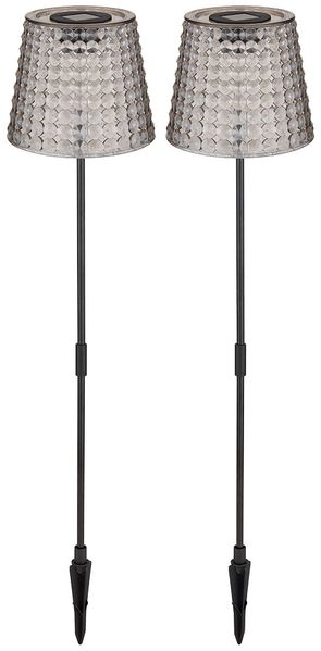 2er Set LED Solarlampe, Kunststoff rauch, Erdspieß, H 60cm