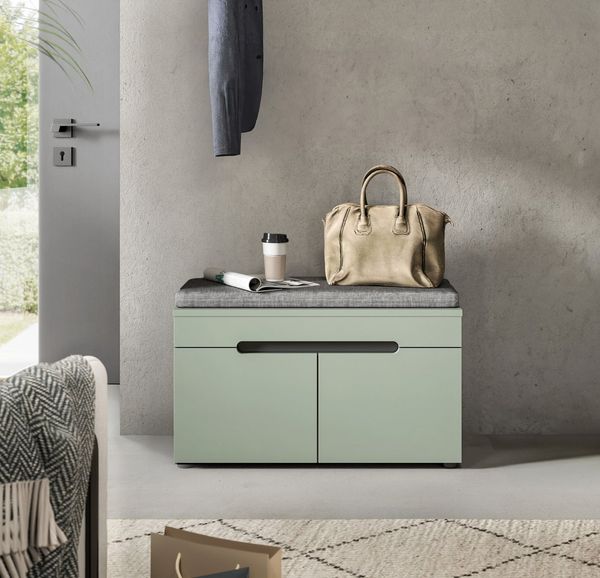 Home affaire Sitzbank REHAT, TOPSELLER!, Breite 80cm, 2 Türen, 2 Fächer inkl. Sitzkissen (2-St, in verschiedenen Farben erhältlich), Garderobenbank, Flurbank, Dielenbank, Bank mit Stauraum, Bank
