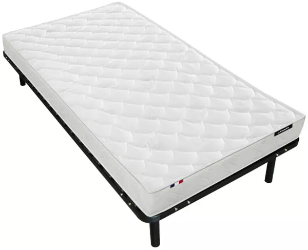 Vente-unique - ZEUS Mattress and bed base set MetallStoffStoff Schwarz - B 88 cm3,8 cm90 cm x H 5 cm25 cm15 cm x L 188 cm190 cm3,8 cm