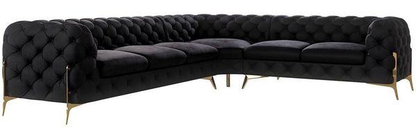 S-Style Möbel Ecksofa Chesterfield Ashley mit Goldene Metall Füßen, Die Eckeinheit kann entweder rechts- oder linkshändig sein, mit Wellenfederung