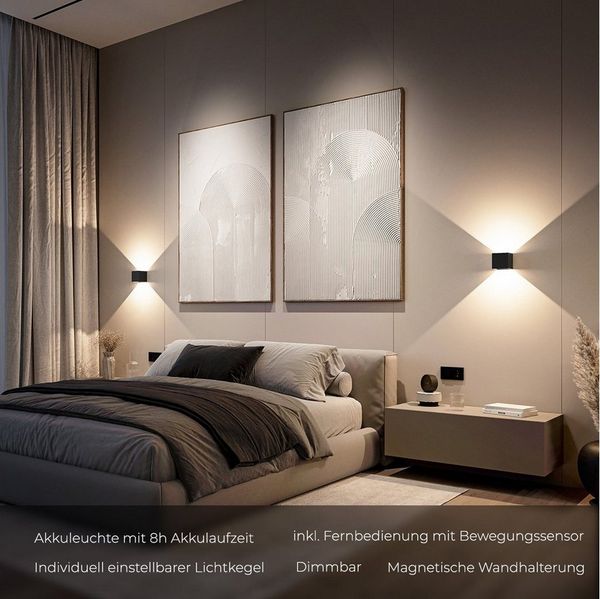 Neona LED Wandleuchte XENA AKKU, Flexibles Lichtspiel durch 4 verstellbare Lichtklappen, LEd fest integriert, Warmweiß
