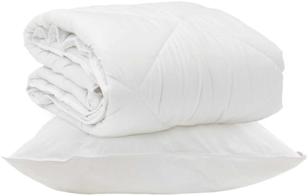 vidaXL Ganzjahresbettdecke mit Kissen 2 pcs Weiß Mikrofaser 3376564