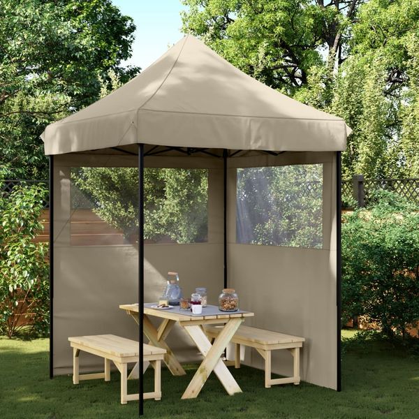 vidaXL Partyzelt Faltbar Pop-Up mit 2 Seitenteilen Taupe 4004994