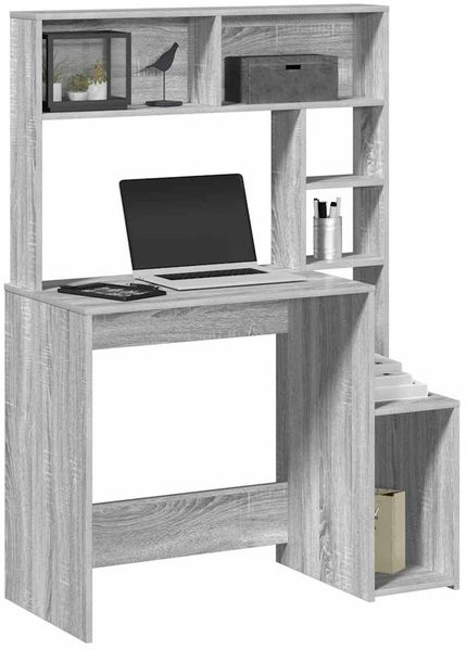 vidaXL Schreibtisch mit Regal Grau Sonoma 100x45x140 cm Holzwerkstoff 860441
