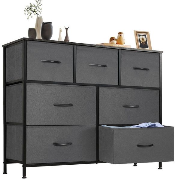 DUMOS Stauraumschrank Kommode mit Stoffschubladen, Stoffkommode für Schlafzimmer Geeignet Schubladenschränke