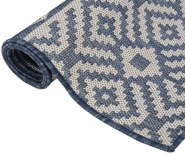 vidaXL Outdoor-Teppich Flachgewebe 120x170 cm Blau Gestreift 340837 Bild 3