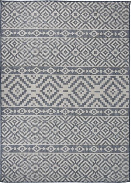 vidaXL Outdoor-Teppich Flachgewebe 120x170 cm Blau Gestreift 340837