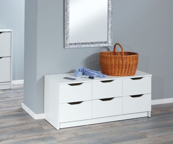 Kommode WESTPHALEN 6-B Weiß mit 6 Schubläden